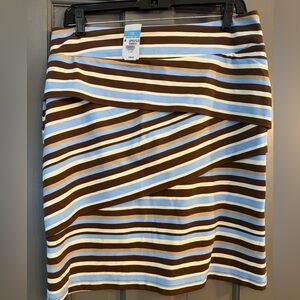 Asymmetrical Striped Brown and Light Blue Women's Skirt